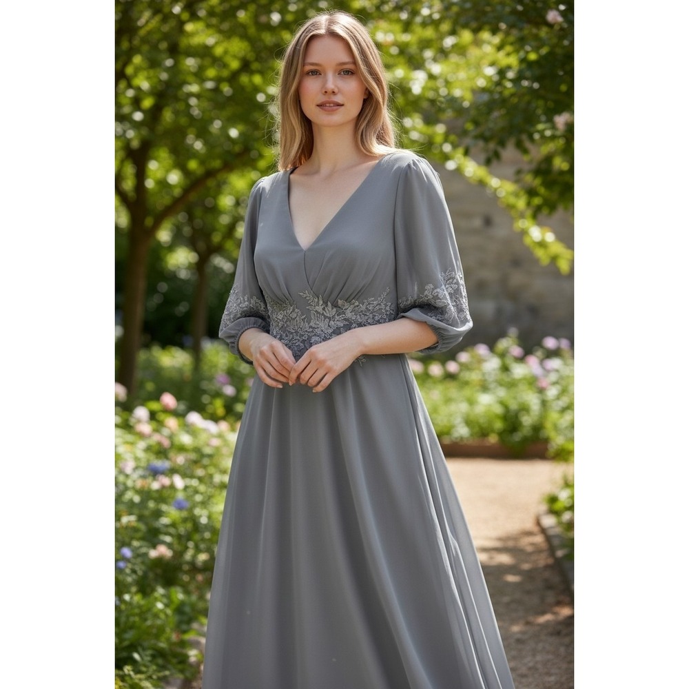 JJ's House Steel Grey Chiffon Formal Dress 5XL Mother of Bride Bridesmaid NWT